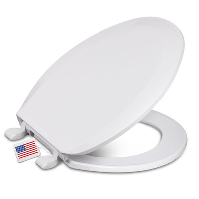 Elongated Toilet Seat, Standard Economy Model, Closed Front with Cover, Plastic,