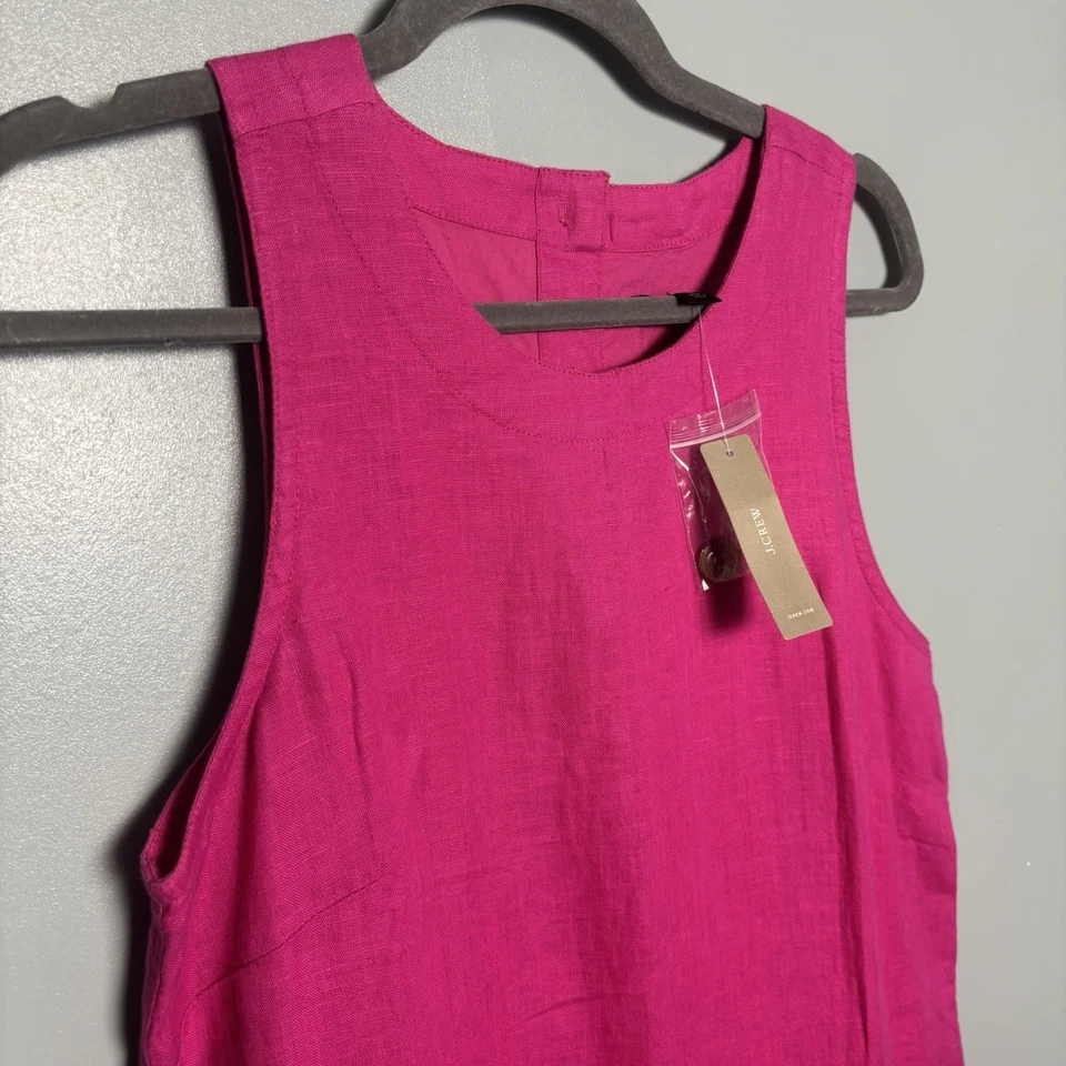 NUEVO CON ETIQUETAS J. Vestido recto doble botón trasero Beauchamps 100 % lino rosa J2466 talla pequeña Foto 3 de 4