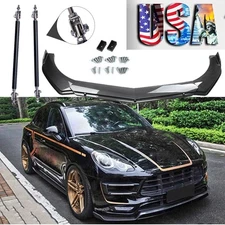 Carbon Fiber Front Bumper Lip Spoiler Splitter Strut For Porsche Macan Body Kit