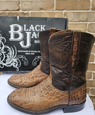 Black Jack Horned Back Caiman Cowboy Boots Brown Exotic Leather Size 10.5D USA