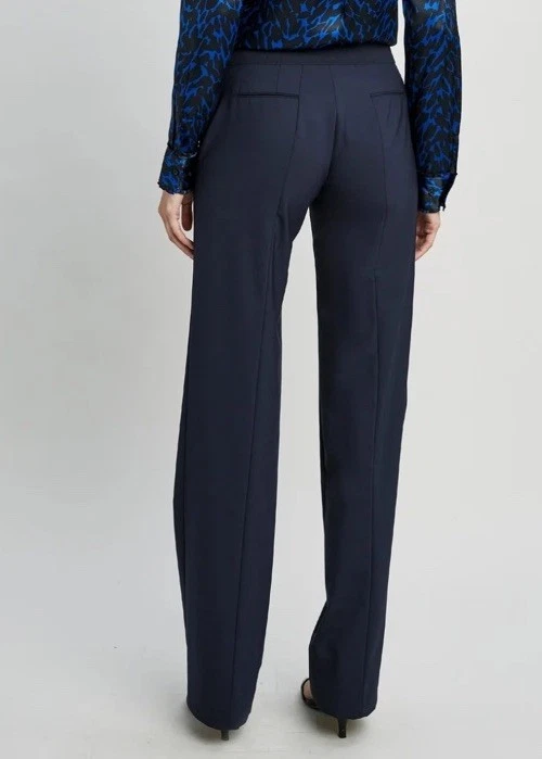 Pantalones de vestir Elie Tahari para mujer azul marino talla 8 bolsillos con cremallera minimalista Foto 2 de 4