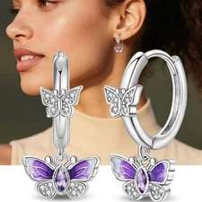 PANDACH 925 Sterling Silver Dreamer Butterfly Drop Earrings For Women Jewelry