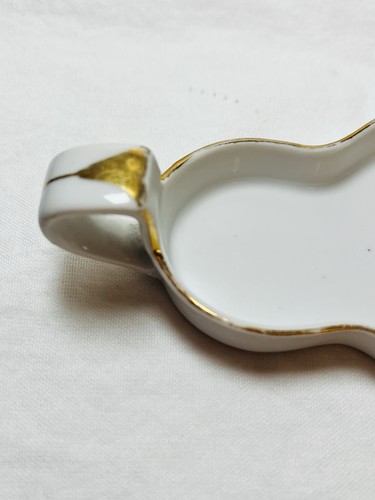Vintage Noritake Japan Porcelain White w/ Gold Trim Condiment Tray 7" Long - Picture 3 of 7