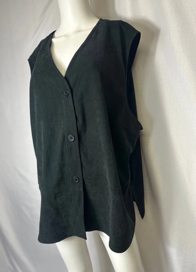 Chaleco Denim & Co Negro Sin Mangas - 3X - Cuello Mezcla Poliéster Bolsillos Delanteros Foto 2 de 4