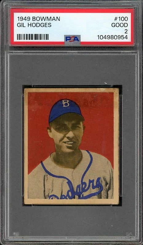 1949 BOWMAN #100 GIL HODGES DODGERS PSA 2 GD 534132 (KYCARDS) - Picture 1 of 2