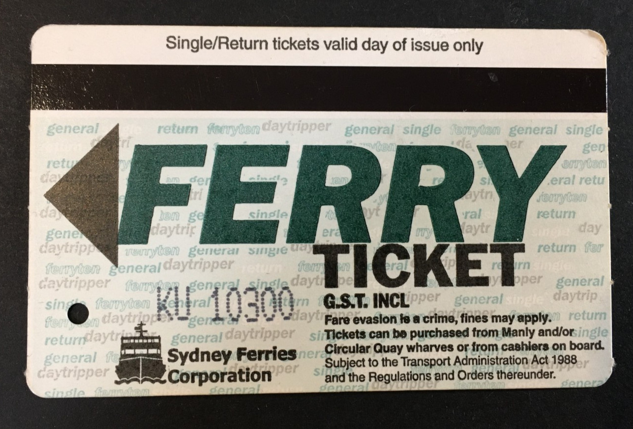 Sydney Ferries Corporation Fine Used Paper Tickets 2007