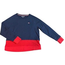 Tommy Hilfiger Sport Crewneck Sweatshirt Blue with Red Bottom Cuff Size M