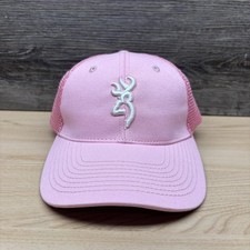 Browning Hat Cap Strap Back Pink Buckmark Logo Hunting Outdoors Trucker Womens