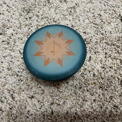 #ad Sioux pottery etched lidded trinket box signed terra cotta teal $17.24