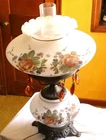 Vintage large Floral Parlor Hurricane Lamp by L&L WMC 1971 Gone With The Wind
