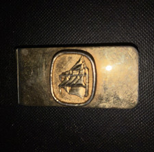 Mens vintage Gold -Tone Metal Money Clip w/ L...