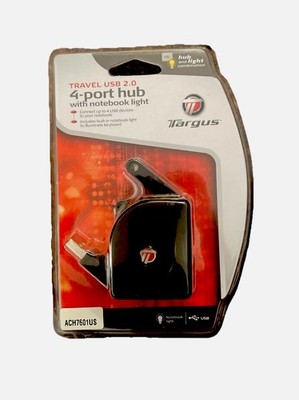 Targus Travel USB 2.0-4 Port Hub With Notebook Light. ACH7601US. Black New