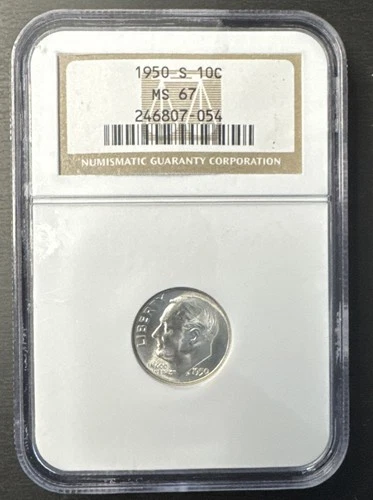 1950 Roosevelt Dime S 10C MS 67 NGC