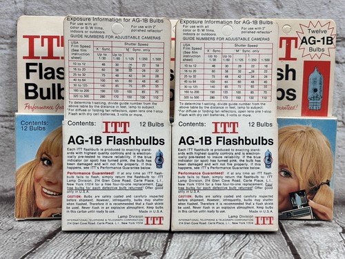 Flashbulbs ITT AG-1B 5 confezioni - 60 lampadine NOS sigillate flash fotocamera vintage - Foto 2 di 2