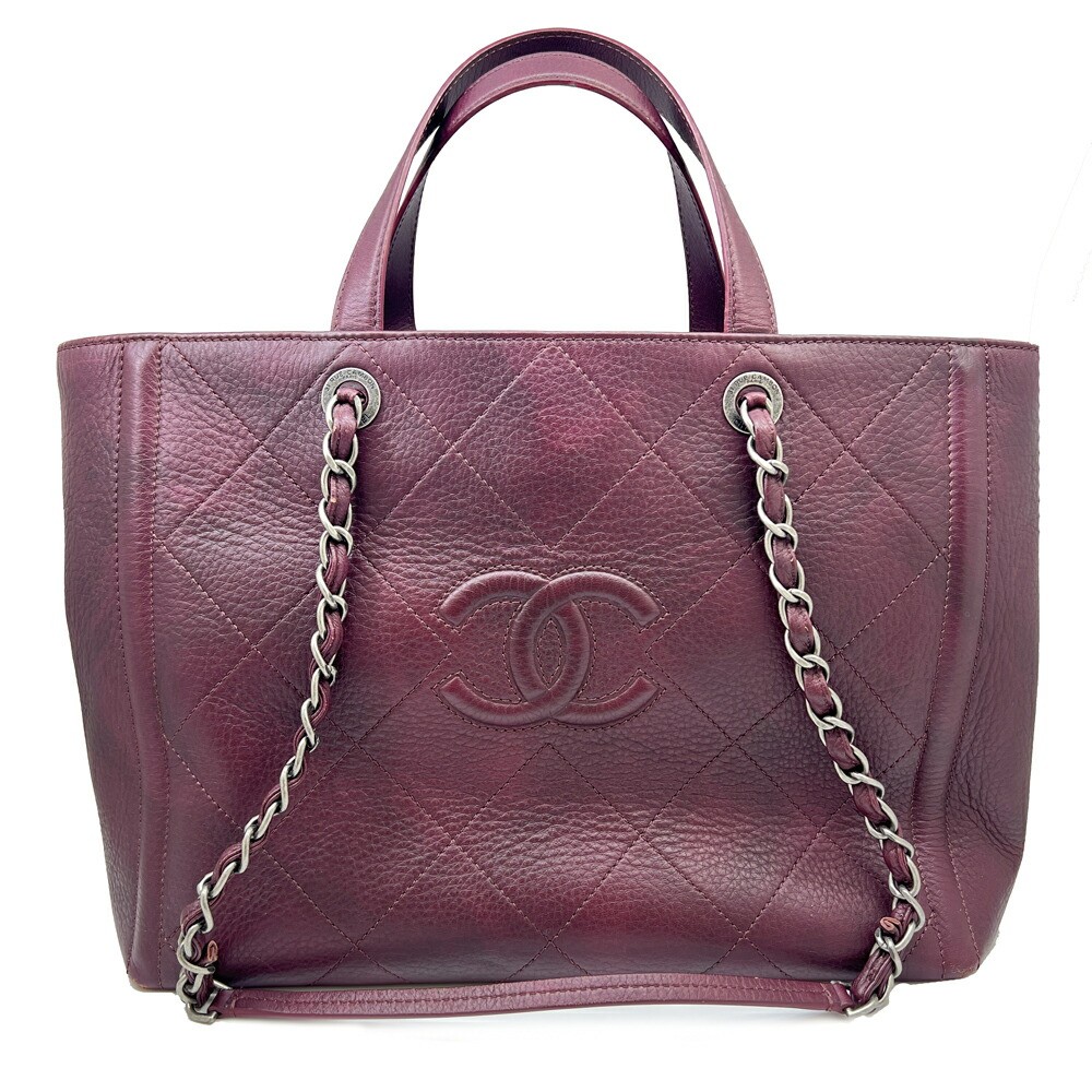 CHANEL Matelasse 2Way Shoulder Tote Bag in Wine Red DDU