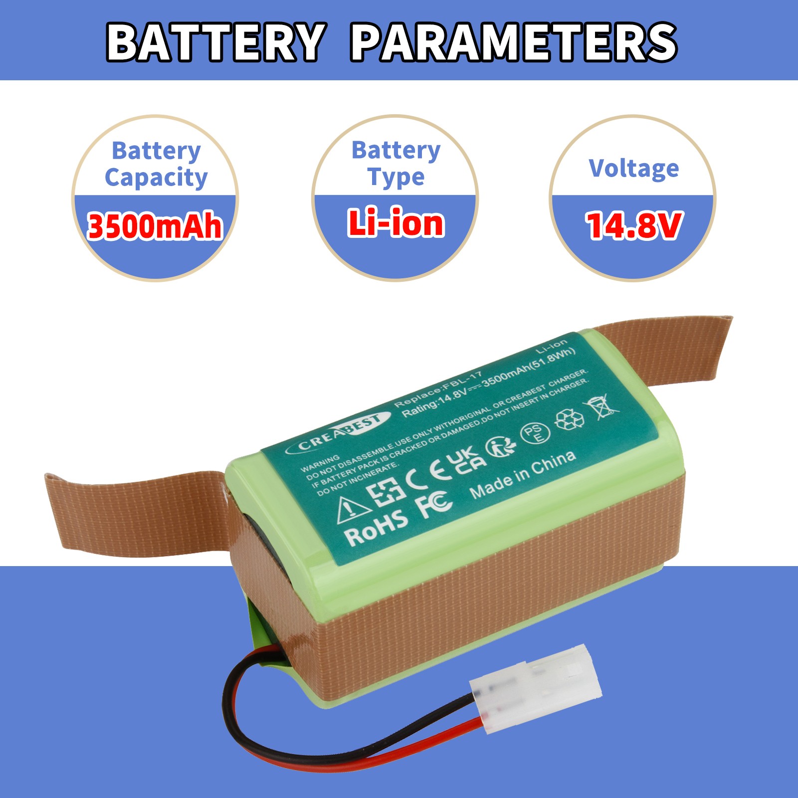 Per BISSELL EV675 2503 2933 2859 3115 Bob Sweep WJ540011 3,5Ah 14,8V batteria agli ioni di litio foto 2