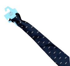 Class Club Boys Navy Blue Green Tan Red Fish Tie NWT Silk Blend Zippered Zip