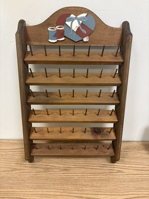 Large 42 Spool Solid Wood Custom Made Thread Rack Wall Mount