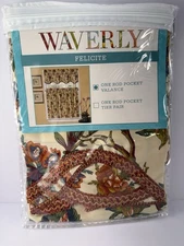 Waverly FELICITE 100% Cotton Scalloped Valance Braided Trim Floral 50x15 New