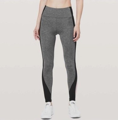 Lululemon Get Going Train Tights 28  Heathered Black Black Smoky Blush Size 6