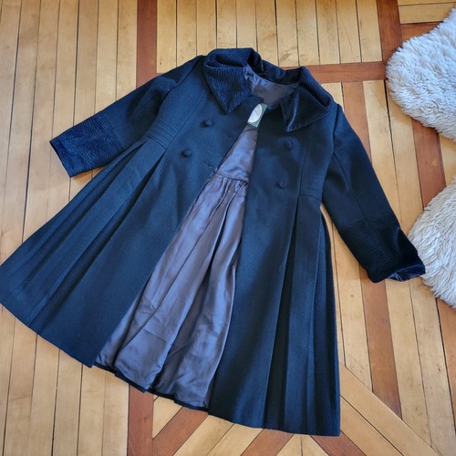 Isabel Garreton Black Wool Peacoat Child Girls Size 8 Coat - Picture 10 of 11