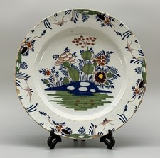 Early 18thC English London Delft Polychrome Floral Charger Plate Dish 12''