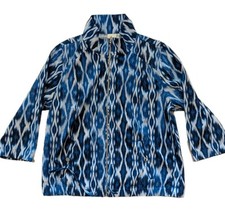 NEW Chico's Zenergy Size 2 Neema Ikat Women's Full Zip Jacket Enamel Blue NWT