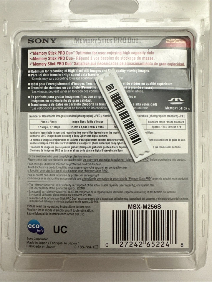 Sony 256MB Memory Stick PRO Duo Card - MSX-M256S - Image 2 of 2