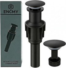 Bathroom Sink Drain without Overflow- Matte Black Pop up Drain for Bathroom Vani