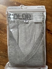 UNIQLO Men's V-Neck Short Sleeve T-Shirt XL Gray 66 Cotton New with Tags NWT