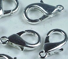 15 Silver Plated Pewter Lobster Claw Clasps 14x7mm