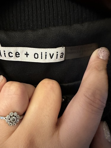 Alice + Olivia Felisa Lace Bomber Jacket Black White Zipper Small 4,6,8 - Picture 7 of 7