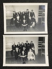 WW2 Navy Sailor Men Group And No Shirt Military 2 Antique Snapshot Photo Lot