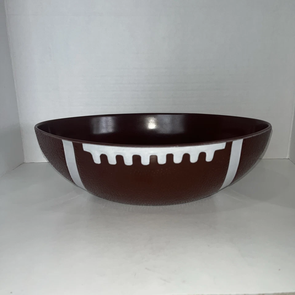 Football Shaped Reusable Brown Plastic  Lg Snack Dish, Dip Dish, 6 Ind Snack Cup - Image 2 of 4