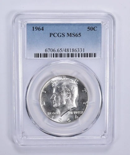 1964 Silver Kennedy Half Dollar MS65 PCGS Blue Label *4600