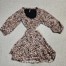 Free People Jael Dress Floral Long Sleeve Size Small Ballon Sleeves Waist Cutout