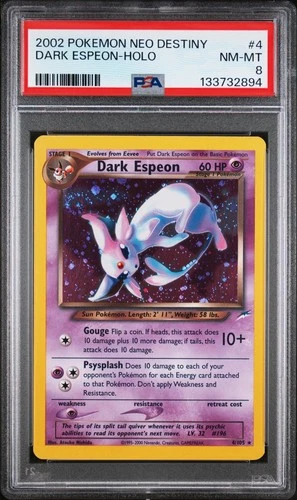 Pokémon PSA 8 Dark Espeon Neo Destiny Holo Swirl 💫 Rare Graded 4/105 - New Cert