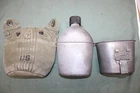 US Military WW2 Era Metal Water Canteen with Canvas Pouch and Cup Set 1945 JC81