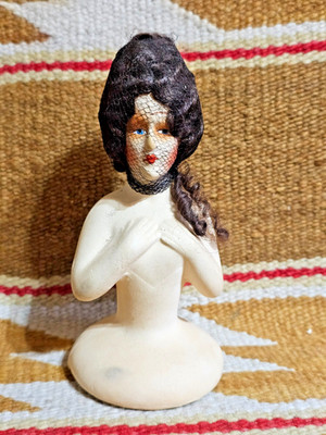   RARE 1920s HALF DOLL w BEAUTIFUL HAIR GERMANY '' R LANE HERRON COLLECTION '' 