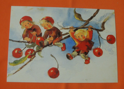 1x Postkarten Mili Weber Kirschenkinder Kinder Kirschen Zweig Kunst Fantasie