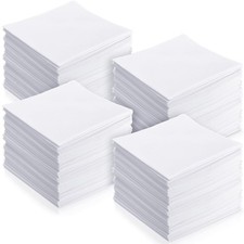 200pcs White Handkerchiefs Classic Hankies Bulk Set Pocket Square Towel Small...