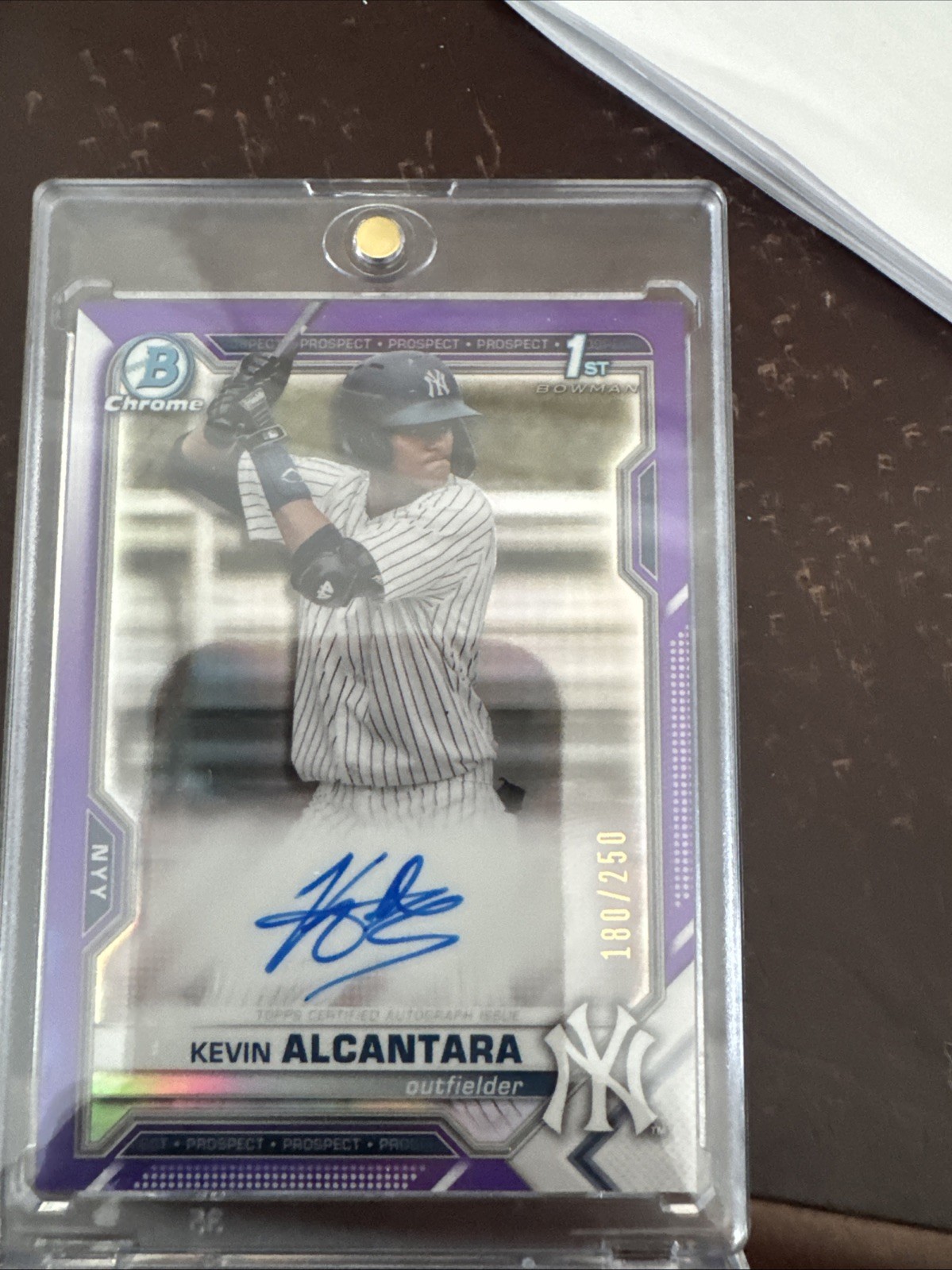 2021 Bowman Chrome Autographs Kevin Alcantara Purple Refractor /250