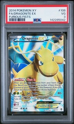 PSA 3 Dragonite EX 108/111 2014 XY Furious Fists Ultra Rare