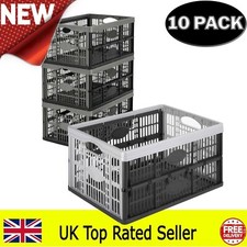 flat pack storage box crates pack of 10 store crate - 32l