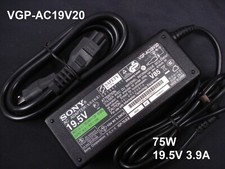 Genuine OEM VGP-AC19V20 AC Power Adapter 19.5V 3.9A 75W for SONY Vaio Laptop