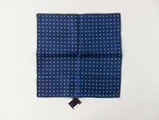  NO CUSTOMS TAX ISAIA Napoli blue polka dots motif silk pocket square authentic