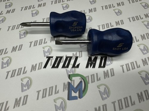 Herramientas Snap-on EE. UU. NUEVO 2 Piezas AZUL ELÉCTRICO Mango Duro STUBBY Juego de Destornilladores - Imagen 4 de 9
