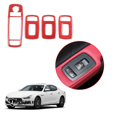 Red Carbon Fiber Window Lift Switch Trim Cover  Für Maserati Ghibil 2014-22