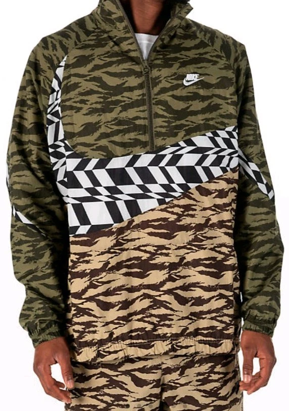 Nike Sportswear Vaporwave Swoosh Woven Half Zip Jacket SIZE L