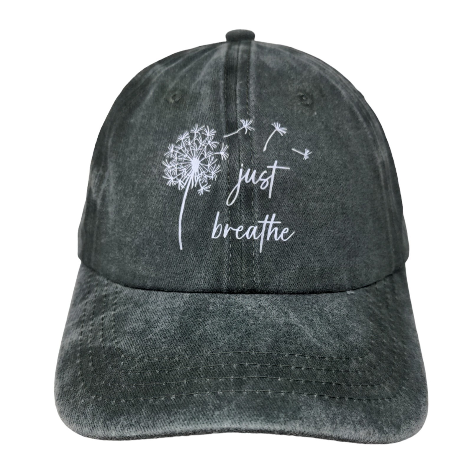 Just Breathe Dandelion Slideback Hat Gray One Size Adjustable